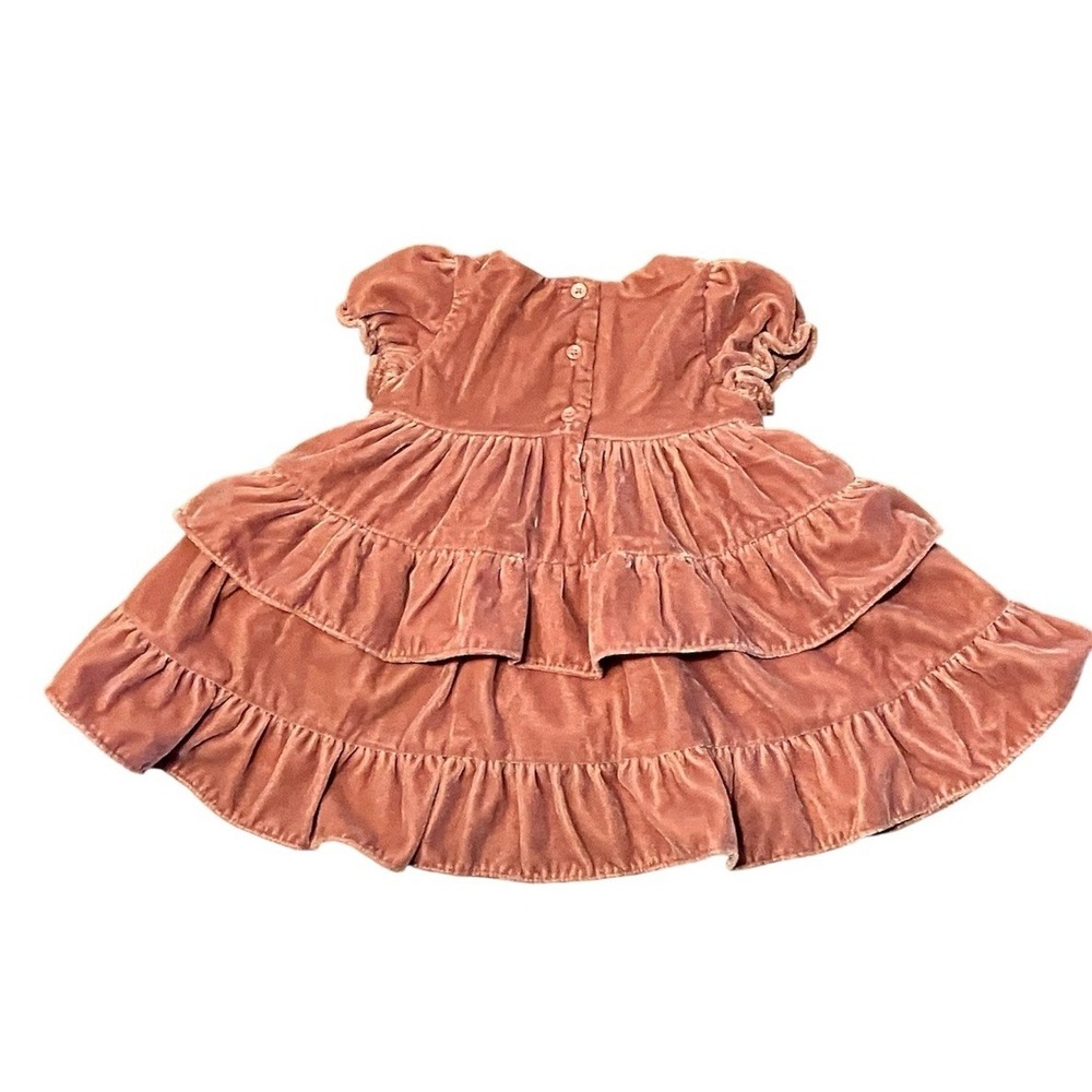 NWT Janie and Jack Pink Velvet Dress Tiered w Bloomers Sz 3-6m